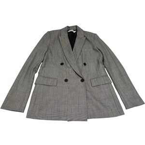 MM.LaFleur O'Hara Boyfriend Wool Blend Double Breasted Blazer Sharkskin 0P